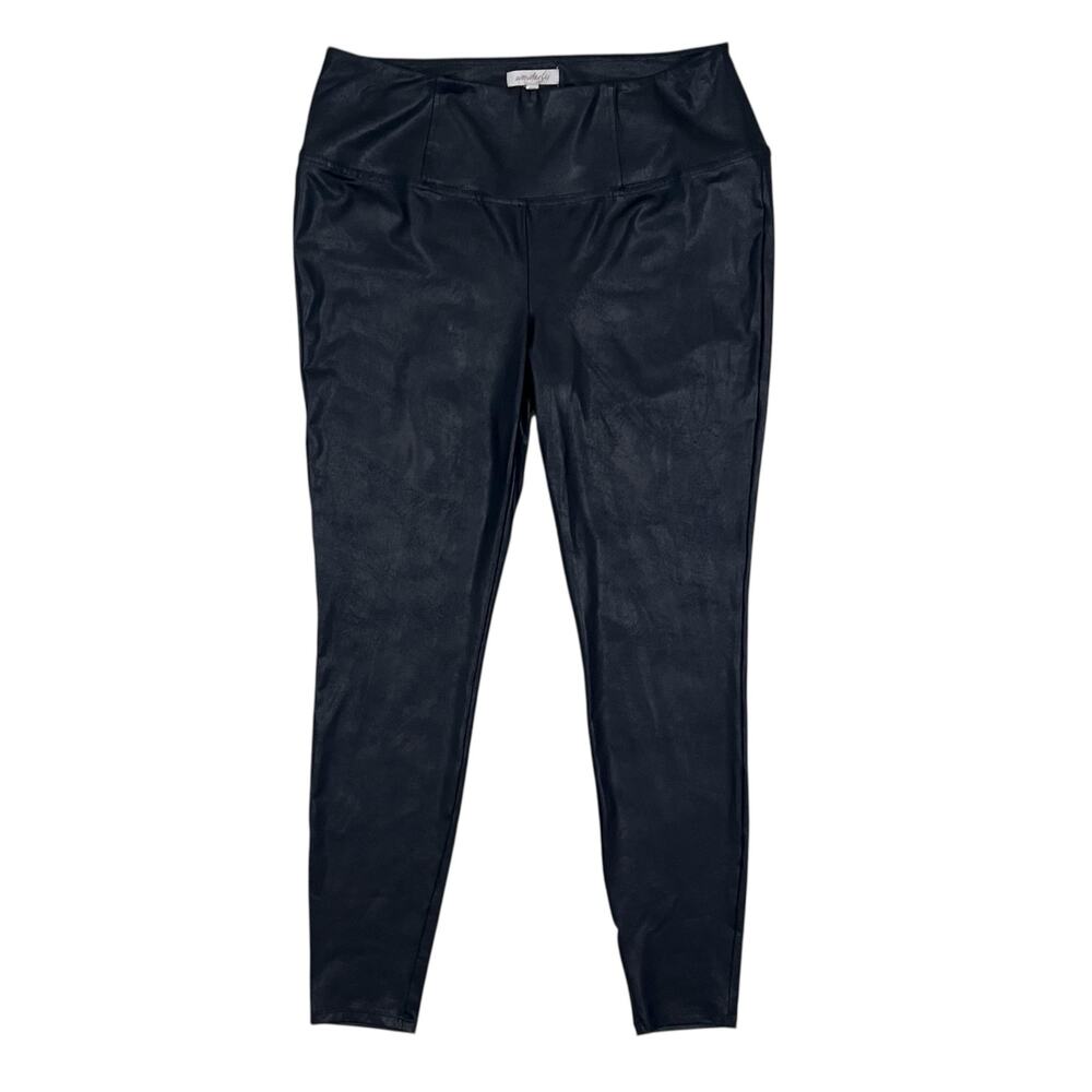 Wonderly Black Faux Leather Leggings Pull On Pants 0X